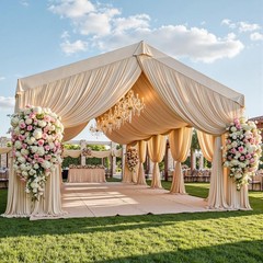 Party Village 20ftx40ft Champagne Khaki 60″W x 480″L (Pack of 4),