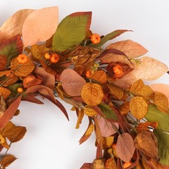 Autumn Wreath with Small Pumpkin, Berry & Leaves – 22 inch, Indoor/Outdoor Fa…