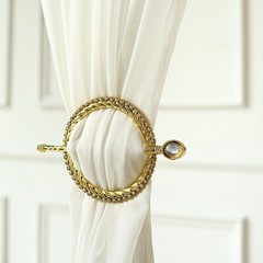 2 Round 6 in Plastic CURTAIN TIE Backs Braided Design Acrylic Crystals Party
