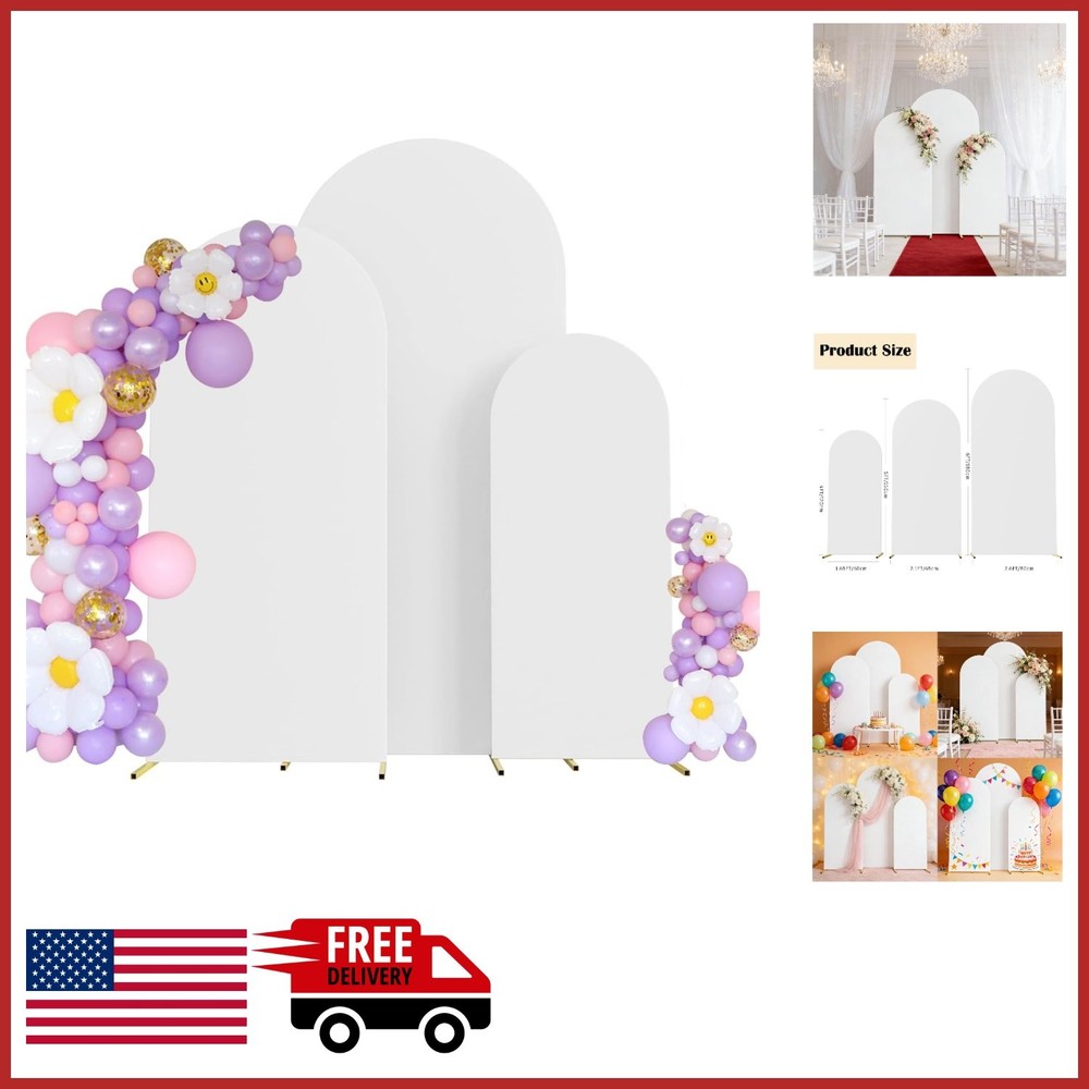 Stretchy White Arch Covers Set of 3 for Party Birthday Banquet Decoration