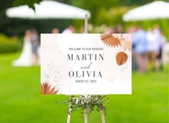 Custom Wedding Welcome Sign Plam Leave Outdoor Indoor Sign For Wedding Gift