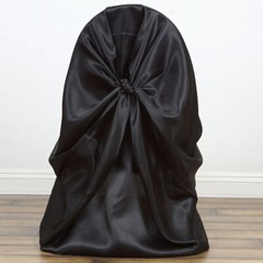 10 Black Satin UNIVERSAL CHAIR COVERS Party Wedding Brunch Slipcover Decorations