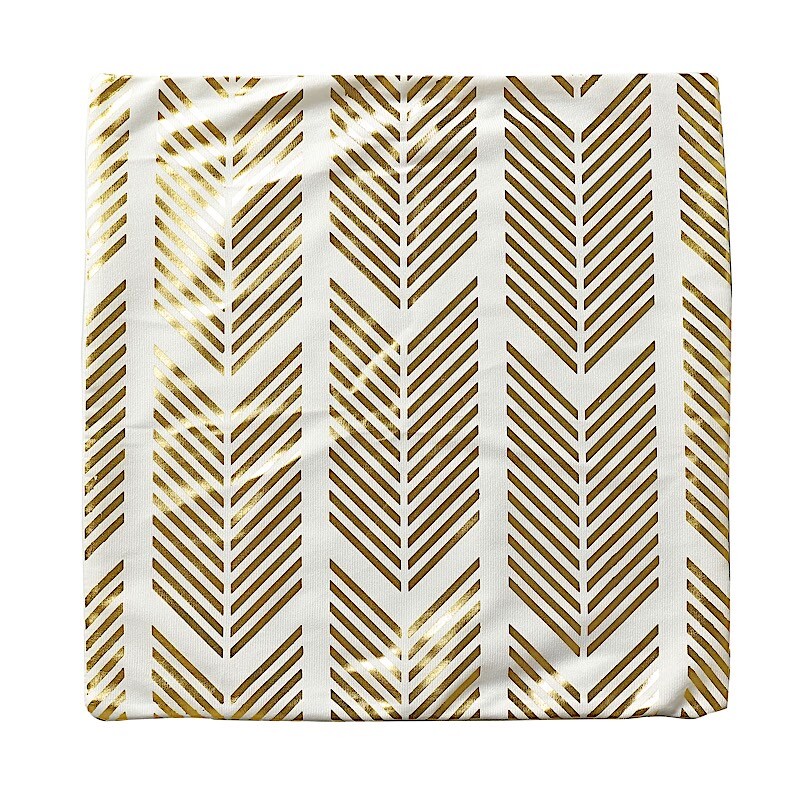 4 Square 18″ x 18″ White Velvet Throw Pillow Covers Gold Geometric Print Home
