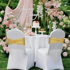 Gold Sequin Chair Sashes Folding Chair Covers Bow for Party Wedding Reception…