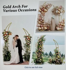 2 PC Lightweight Gold Arch Wedding Celebrations Engagements, Birthdays