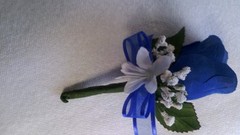 Set of 6 Royal Blue and White boutonnieres or Any Color $10.00 RUSH ORDER PAGE