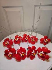 Set of 15 Wired LEGO Floral Blooms – Roses & Red Orchids – Wedding / Event Decor