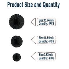 HQZ Black Party Hanging Fans DIY Set – 12pcs Set Pinwheels Fan DIY Paper Craf…