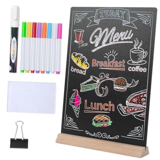 8 x12 Inch Tabletop Chalkboard Sign with Base Stand, Menu Chalk Board 1 Pack