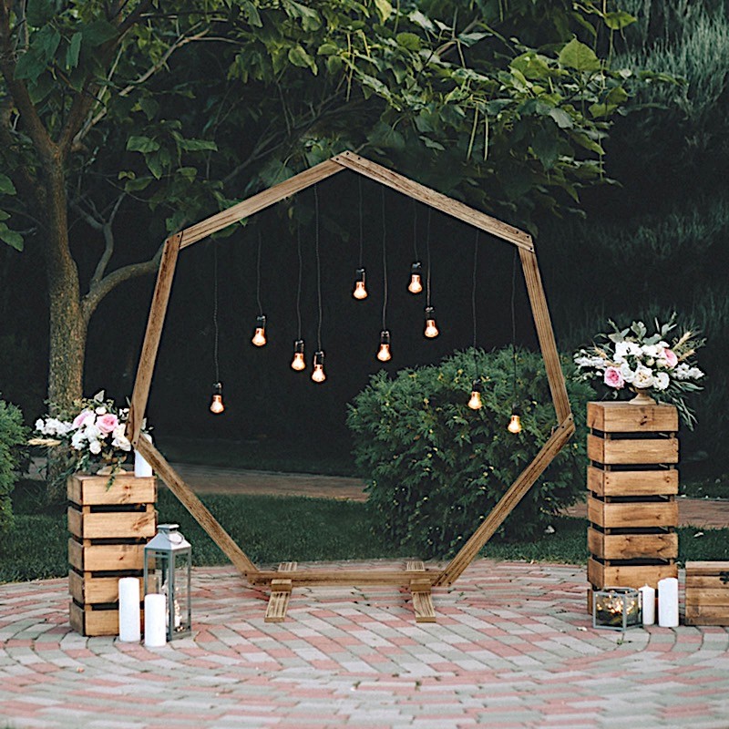 7 ft NATURAL Geometric Wood Wedding Arch Backdrop Stand Party Events Supplies