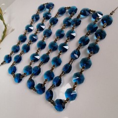 22Yards Peacock Blue Chain Crystal Octagonal beads Garland Chandelier Decoration