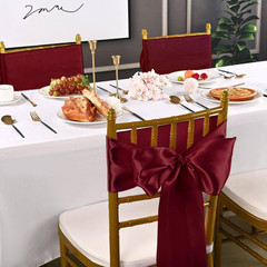 7 In. X 108 In. Satin Chair Sashes Bows Universal Chair Cover for Wedding Event