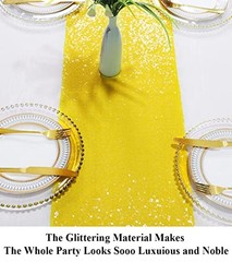 Table Runner Sequin Table Cover 12×108 inches Christmas 2pc 12x108inch Yellow