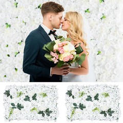 6 Pcs Hydrangea Rose Flower Wall Panel Wedding Party Backdrop Home Decor White