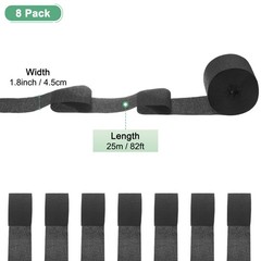 8-Rolls 656ft Crepe Paper Streamer for DIY [Black-1.8 Inch x 82 Ft/Roll]