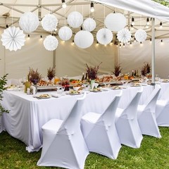 30 Pcs White Wedding Party Decorations Hanging White Paper Lantern Fans