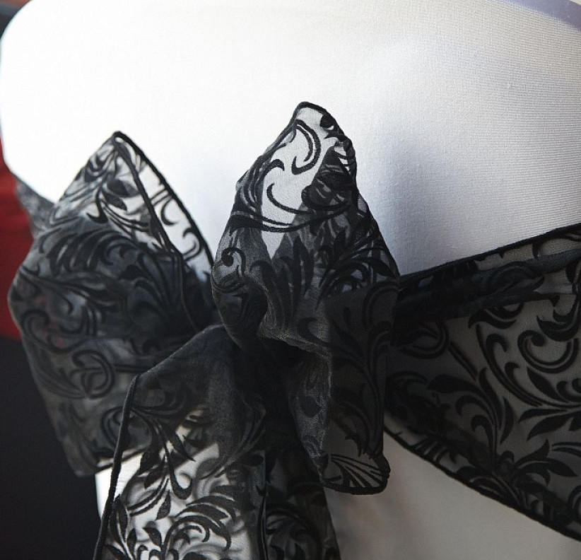 CHAIR COVER BOW SASH TABLE RUNNER WEDDING VENUE EVENT DÉCOR PARTY FLOCK ORGANZA