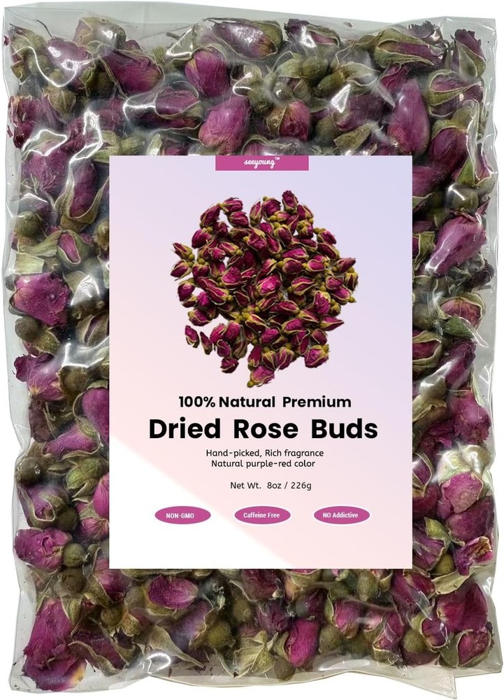 8 oz/226 g-Dried Rose Petals & Dried Rose Buds – Natural & Edible Grade |
