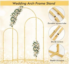 Set of 3 Metal Arch Frame Backdrop Stand Gold Wedding Arch Stand (4FT/5FT/6FT)
