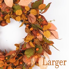 Autumn Wreath with Small Pumpkin, Berry & Leaves – 22 inch, Indoor/Outdoor Fa…