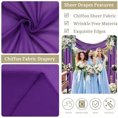 Wedding Arch Draping Fabric 1 Panel 20FT Chiffon 28″ x 20FT 1Panel Purple