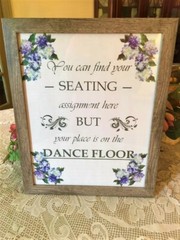 NWT Wedding Sign Seating Assignment Dance Floor Wood Glass Frame Party Decor