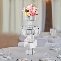 Modern 5 Tier Silver Iron Acrylic Crystal Flower Stand 43.3in Free Standing Rack