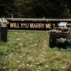 Proposal Banner Will You Marry Me Flower Propose 6ft, Black