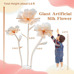 Giant White Silk Flowers for Wedding Reception, Party Decor & Photo Props