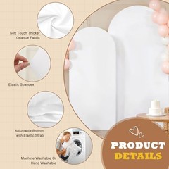 Arch Backdrop Cover Set of 2 – 6FT & 7.2FT Spandex Fabric Arch 7.2FT+6FT White