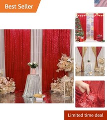 Versatile Red Sequin Backdrop Curtain 2 Panels 2Ft x 8Ft for Memorable Events