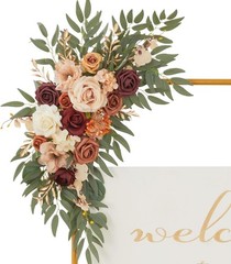 Wedding Arch Flowers Set of 2 Flower Swag Arrangements Burnt Orange Wedding