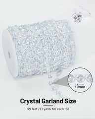 99FT Acrylic Crystal Garland, Clear Diamond-Shaped Crystal Bead Strands, DIY …