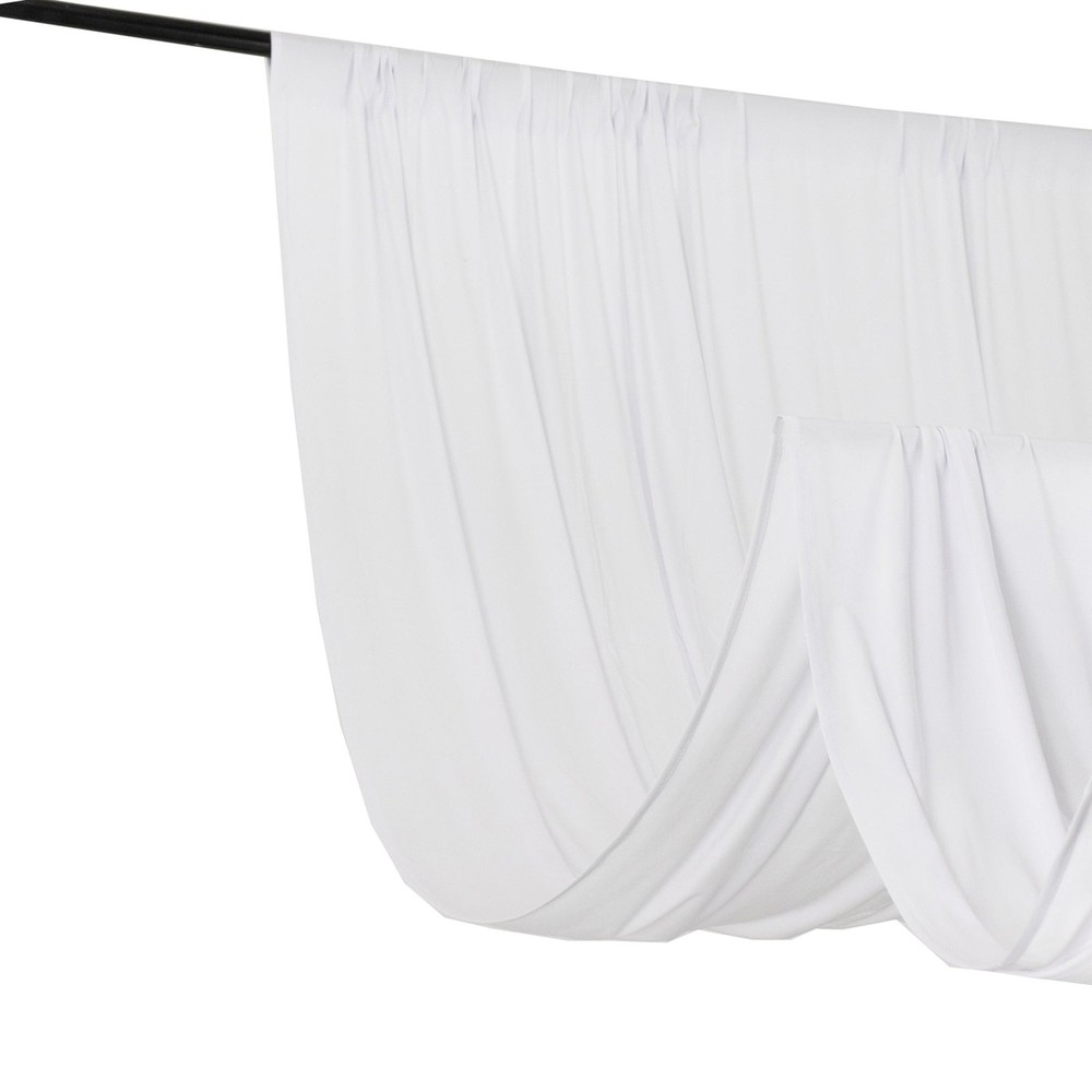 5 ft x 10 ft WHITE 4-Way Stretch Spandex Divider Backdrop Curtain Party Wedding