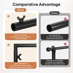 XLHOMO Over The Table Rod Stand with Clamps, Adjustable 32”-79” Tall Black