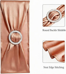 Pack of 50 Spandex Rose Gold Chair Sashes for Wedding Pink Gold Chair Bows Sashe