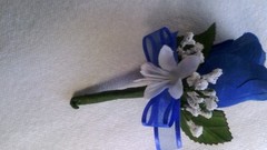 Set of 6 Royal Blue and White boutonnieres or Any Color $10.00 RUSH ORDER PAGE