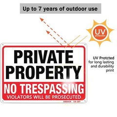 4 Pack Private Property No Trespassing Sign Metal 10″x14″ Rust Free Aluminum,…