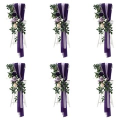 Wedding Chair Back Flowers Artificial Prevent Fading Purple Chair Decorations