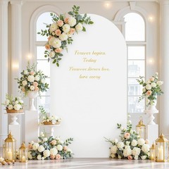 Spandex Arch Cover Zippered Archway Backdrop for Wedding Party Photoshoot4-7.2FT