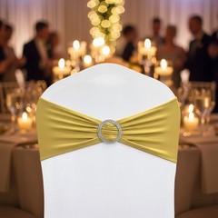 Durable Gold Spandex Chair Bows 50 Set – Easy Installation for Elegant Events