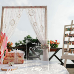 2 Pieces Wedding Photo Guest Book Sign 8 x 10 Inch Acrylic Wedding Signs for