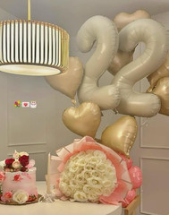 40 Inch Cream White Large Number 4 Birthday Balloon, Giant Number Four 14 24 34