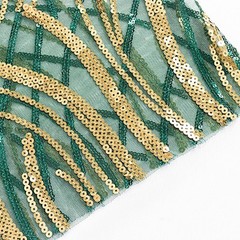 5 HUNTER GREEN GOLD Mesh Embroidered Sequins CHAIR SASHES Party Events