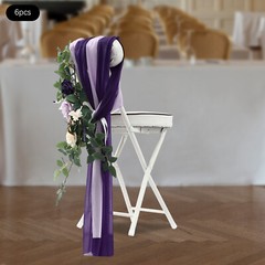 Wedding Chair Back Flowers Artificial Prevent Fading Purple Chair Decorations