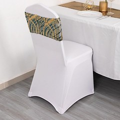 5 HUNTER GREEN GOLD Mesh Embroidered Sequins CHAIR SASHES Party Events