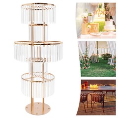 5-Tier Gold Acrylic & Iron Flower Stand for Wedding Table Centerpiece
