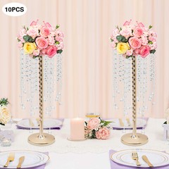 10 Pieces Small Crystal Table Centerpieces Gold Flower Stand Wedding Party Decor