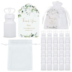 100 Sets Wedding Party Favors White Mini Bubble Bottles Greeting Card Goodie …