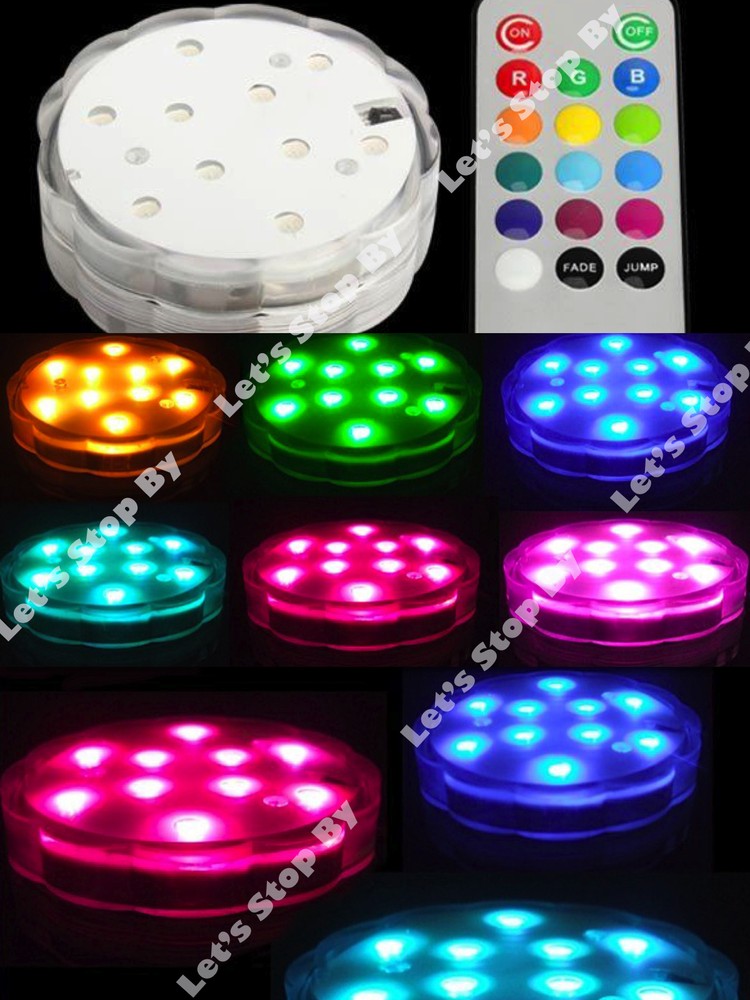 1 RGB LED Color Change SUBMERSIBLE Wedding Party Floral remote Base Vase Light